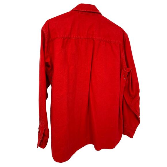 Woolrich Chamois Cloth Shirt Button Up Jacket Red 100% Cotton Size M - Picture 2 of 4